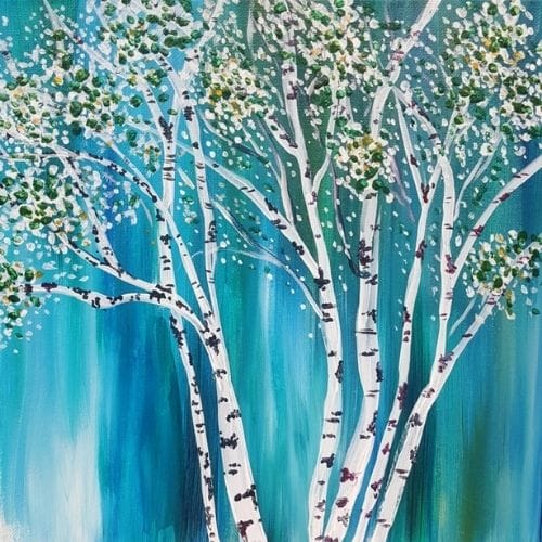 spring birch painting