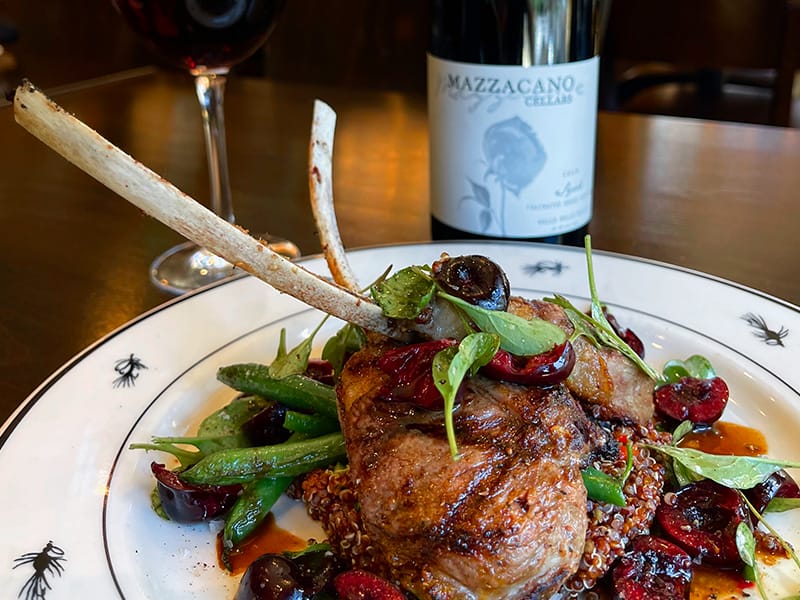 Lamb chops with vegetables and wine pairing