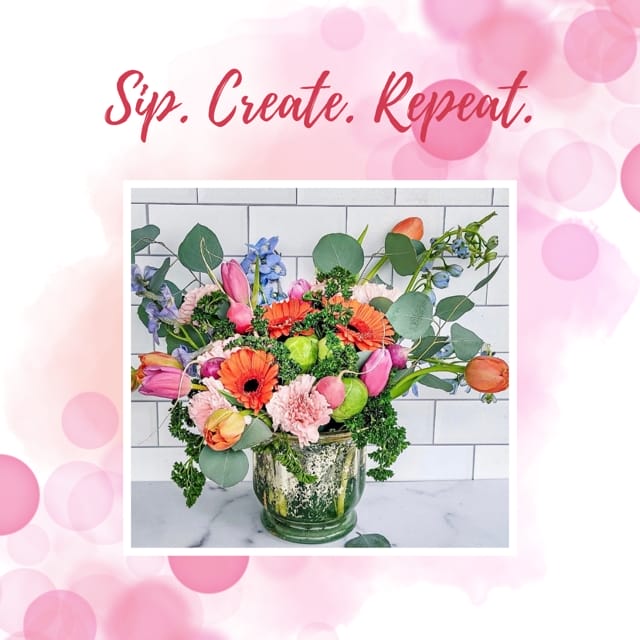 Colorful floral arrangement in a jar