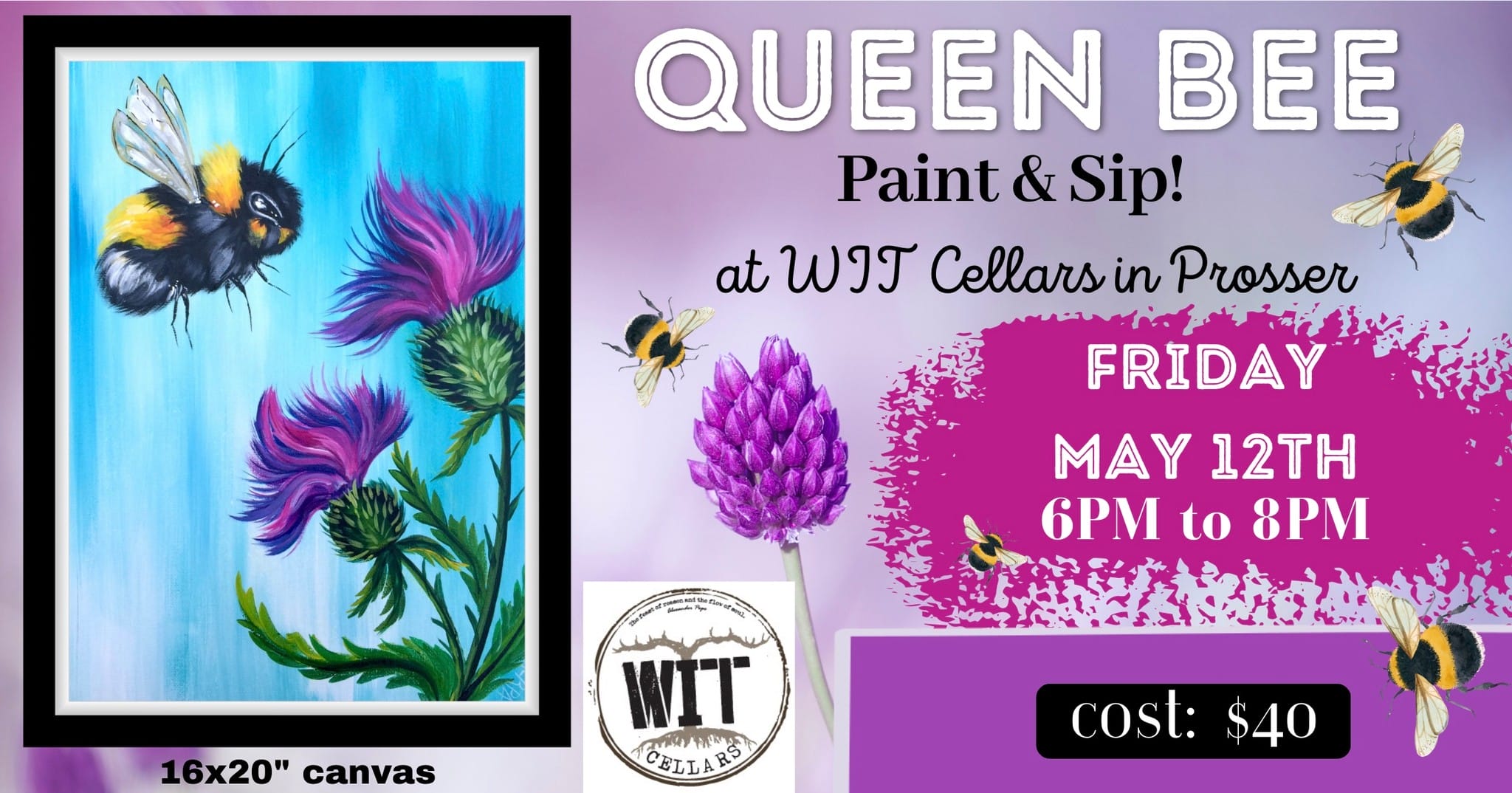 Queen Bee Paint and Sip event at WIT Cellars.