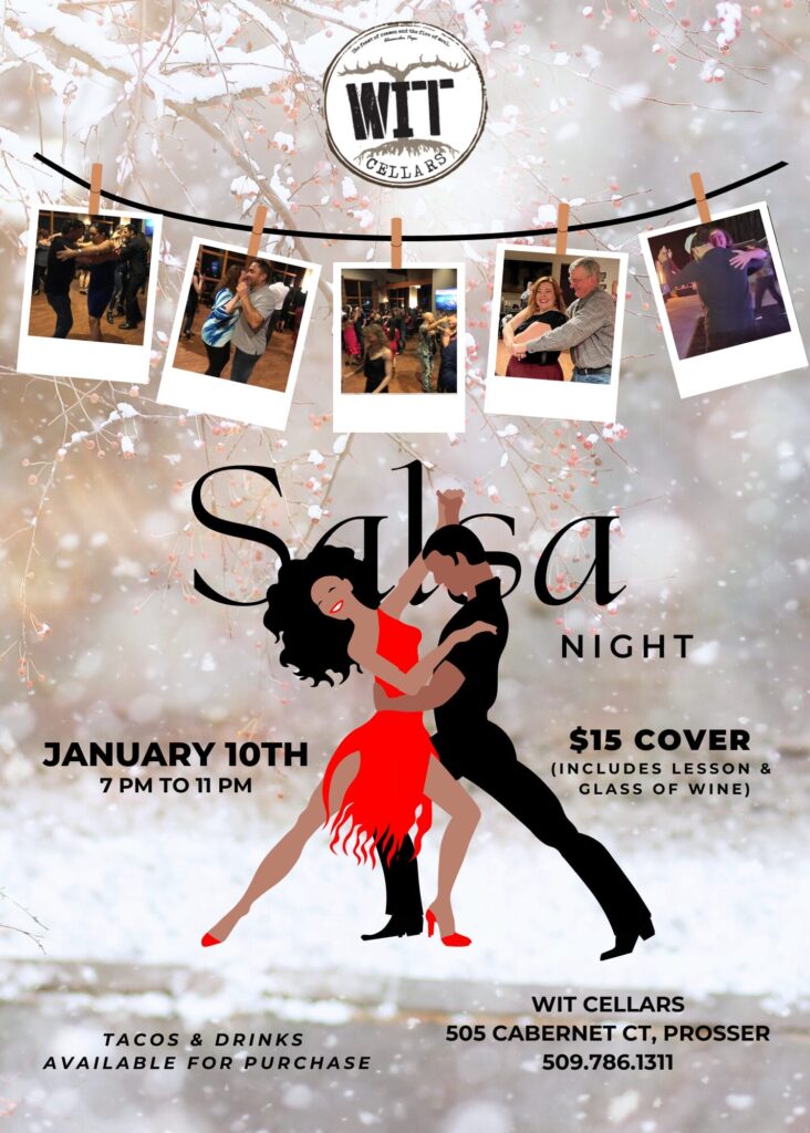 Salsa night at WIT Cellars with lessons and wine.