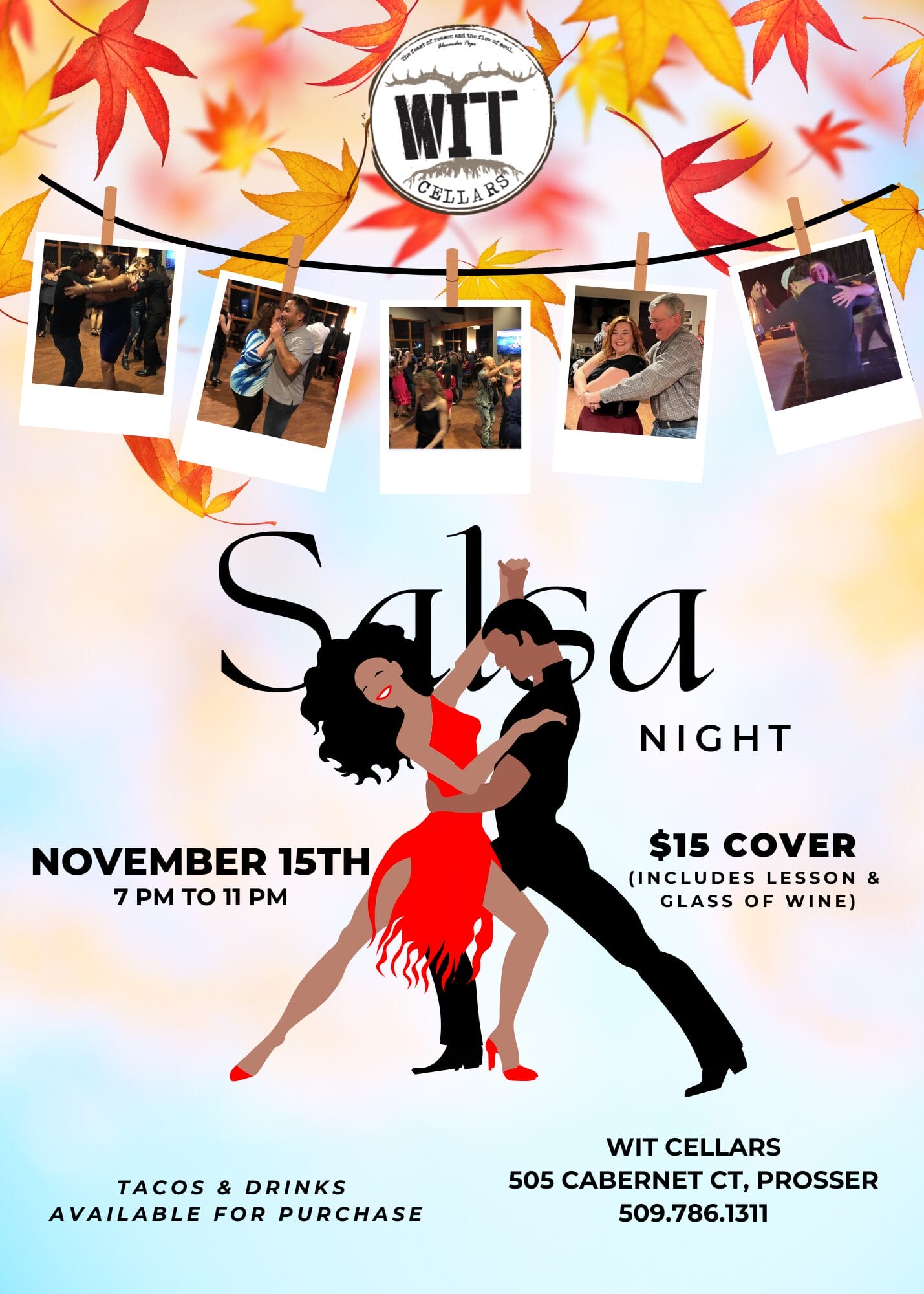 Salsa night event at WIT Cellars, November 15th.