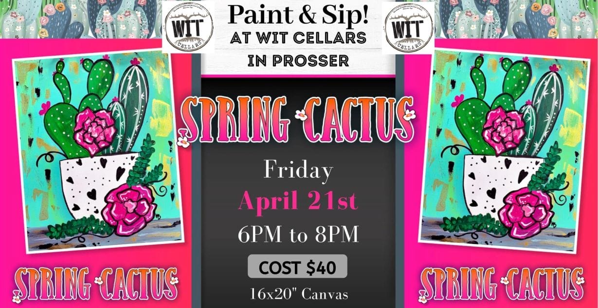 Spring cactus painting event details at WIT Cellars