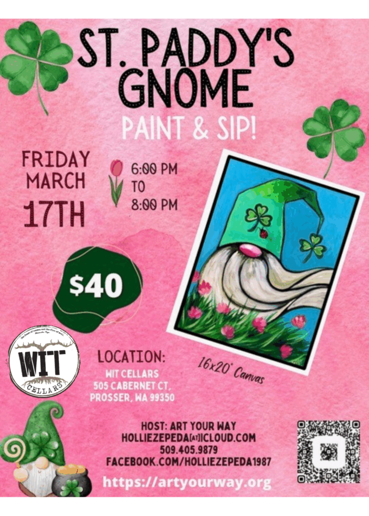 St. Paddy's paint and sip event poster.
