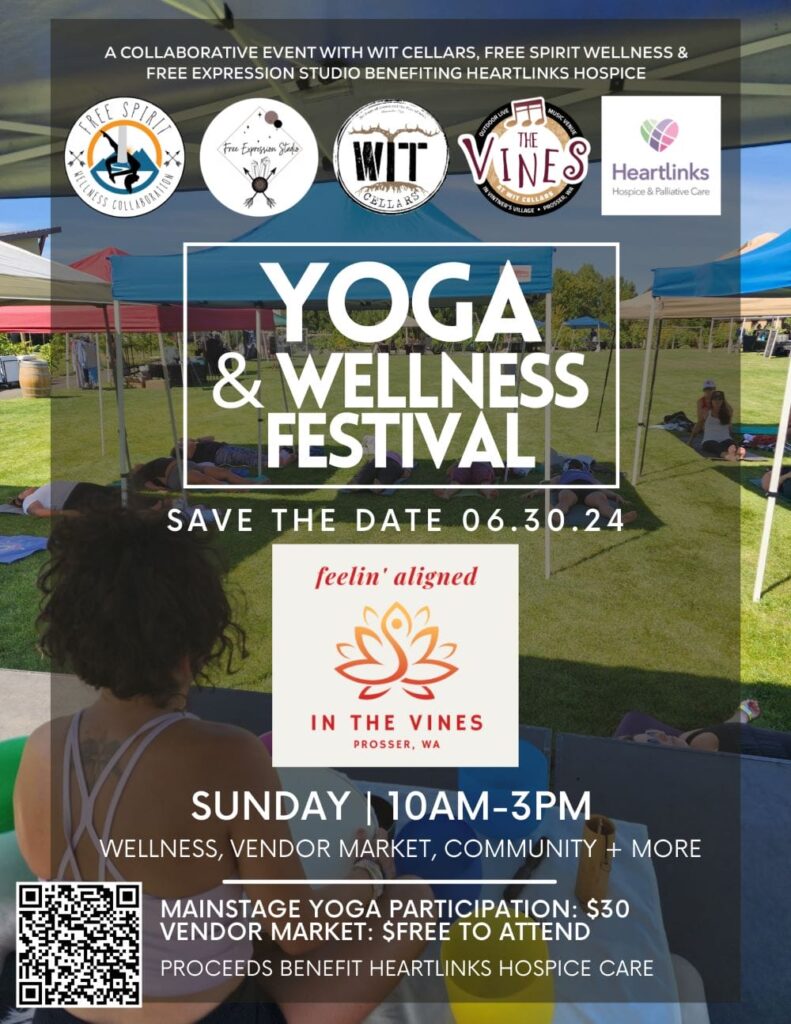 WellnessFestival-SaveTheDate Yoga and Wellness Festival, June 30, 2024, Prosser, WA.