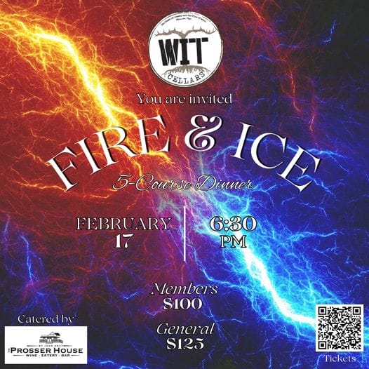 Fire & Ice dinner event invitation, February 17.