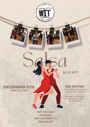 Salsa night event at WIT Cellars December 8th.