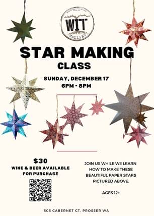 Star making craft class with drinks, December 17