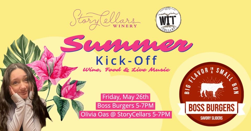 Summer event with wine, food, and live music.