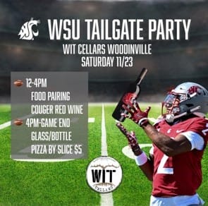 WSU Tailgate Party with wine and pizza.