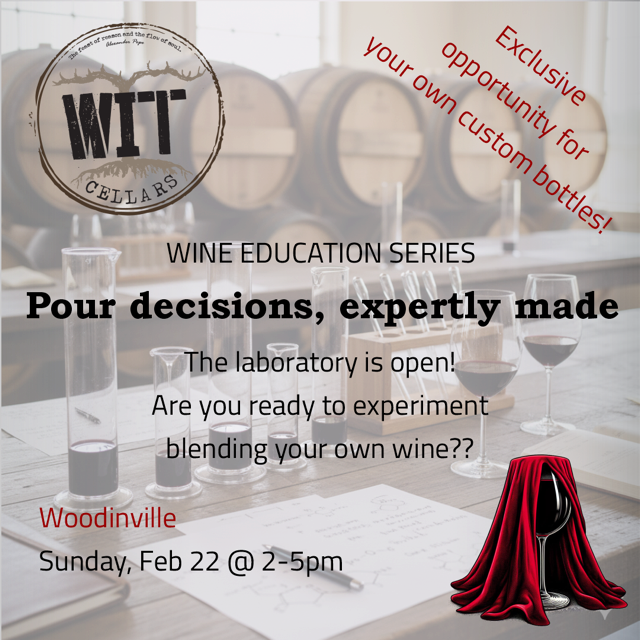 Wine blending event in Woodinville, February 22.