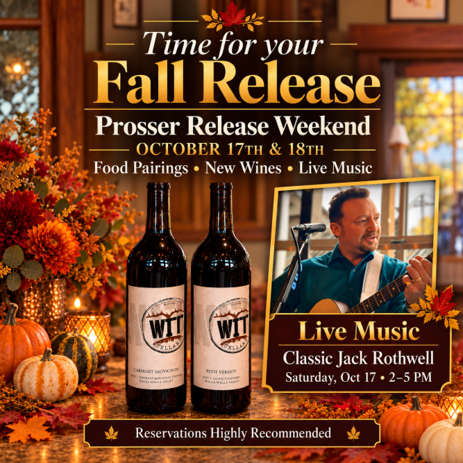 Fall wine release weekend poster with live music