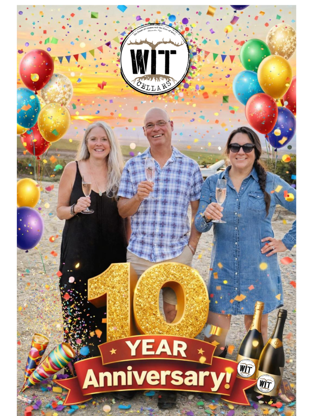 Three people celebrating 10 year anniversary