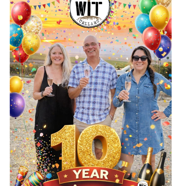 Three people celebrating 10 year anniversary