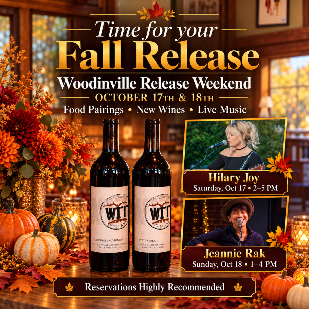 Fall wine release weekend poster with live music