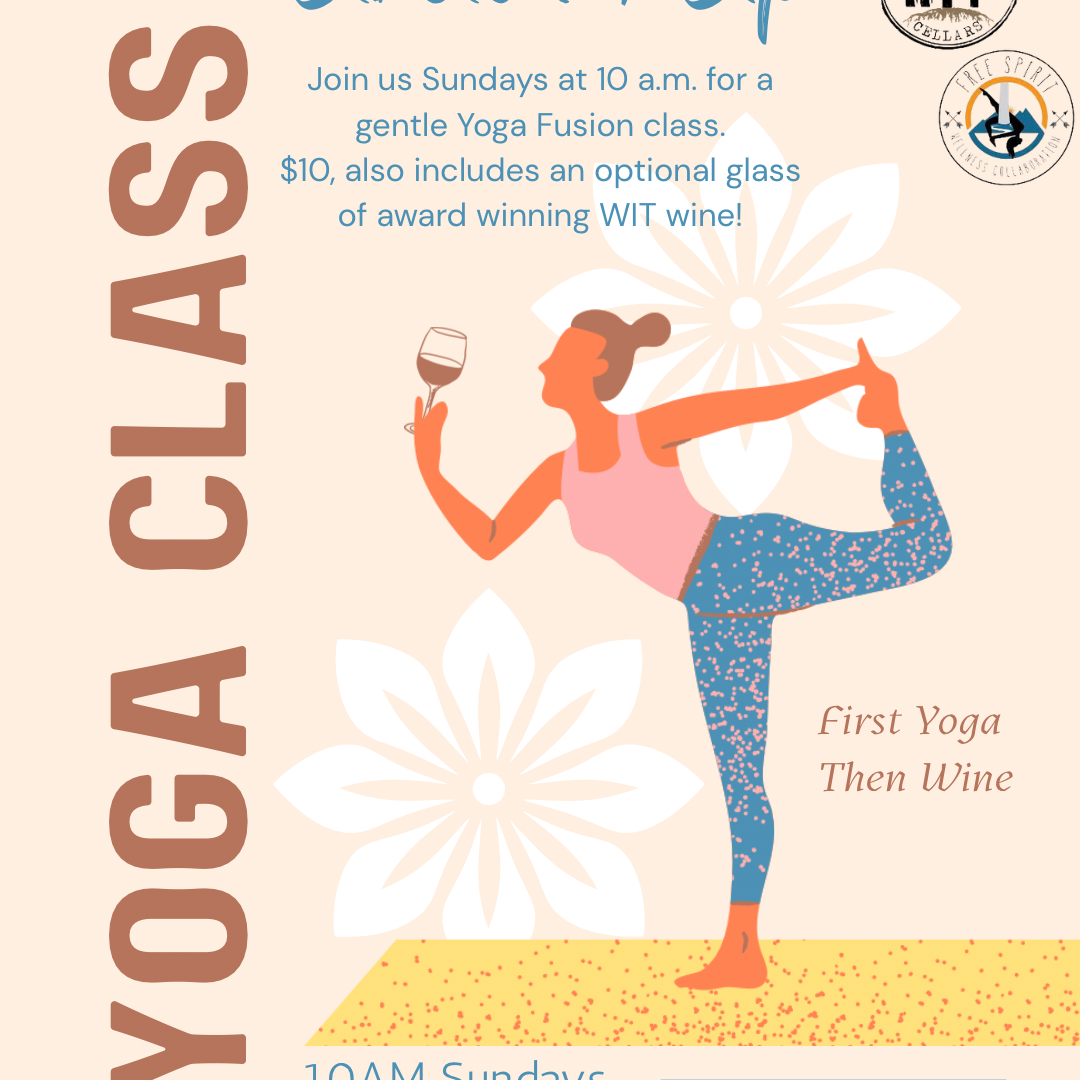 Yoga class with wine Sundays at 10 a.m.