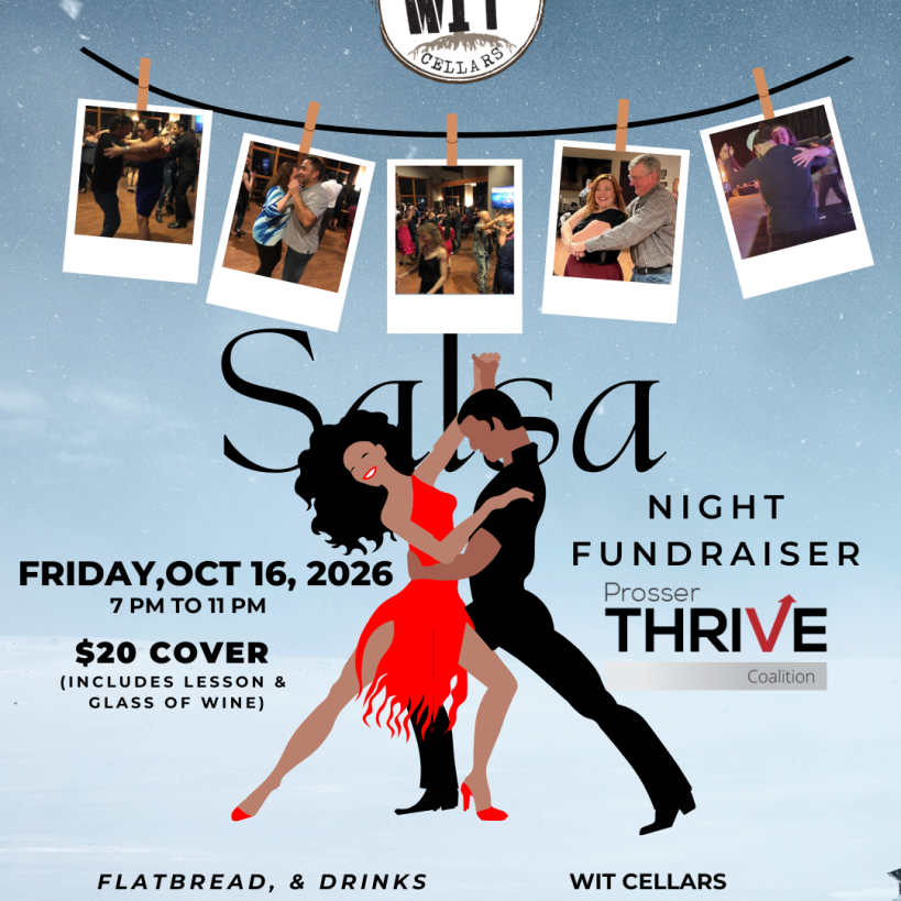 Salsa Night fundraiser poster at Wit Cellars